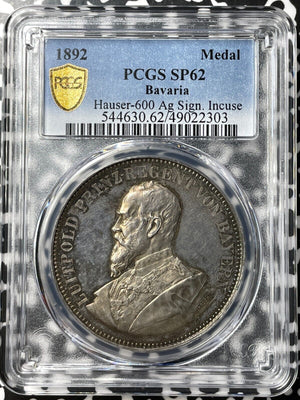1892 Germany Bavaria Army Monument Unveiling Medal PCGS SP62 Lot#G7163 Silver!