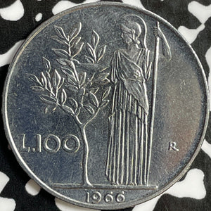 1966 Italy 100 Lire Lot#D8170 High Grade! Beautiful!