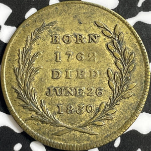 1830 Great Britain George IV Brass Death Medalet Lot#D6964 25mm