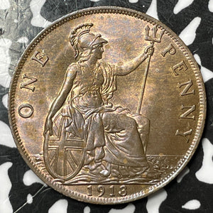 1913 Great Britain 1 Penny Lot#D7449 High Grade! Beautiful!