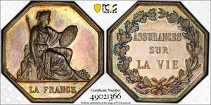 U/D France Life Insurance Jeton PCGS MS64 Lot#G7111 Silver! Gailhouste-343