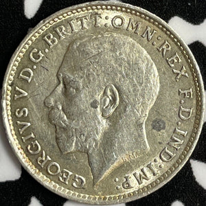 1916 Great Britain 3 Pence Threepence Lot#D8911 Silver! High Grade! Beautiful!