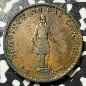 1837 Lower Canada Quebec 1/2 Penny/Un Sou Token Lot#D7989