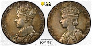 1937 G.B. George VI Coronation Medal PCGS SP62 Lot#G7097 Silver! Eimer-2046b