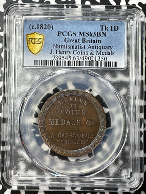 (c.1820) G.B. J. Henry Coins & Medals 1 Penny Token PCGS MS63BN Lot#G7089
