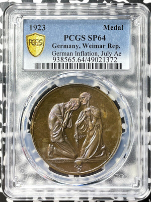 1923 Germany July Hyperinflation Medal PCGS SP64 Lot#G7118 Choice UNC!
