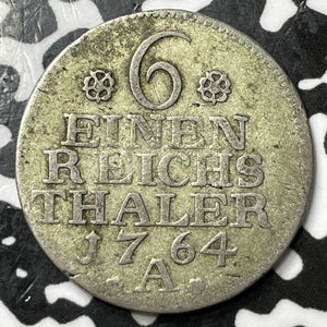 1764-A Germany Prussia 1/6 Thaler Lot#D7114 Silver! KM#269