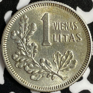 1925 Lithuania 1 Litas Lot#D8792 Silver! High Grade! Beautiful!
