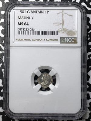 1901 G.B. 1 Maundy Penny NGC MS64 Lot#G7214 Silver! Choice UNC! 18,000 Minted