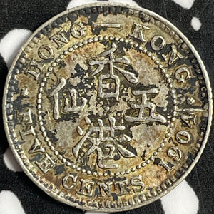 1904 Hong Kong 5 Cents Lot#D8748 Silver! Nice!