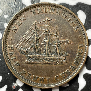 1854 New Brunswick 1/2 Penny Half Penny Lot#D7547 Nice!