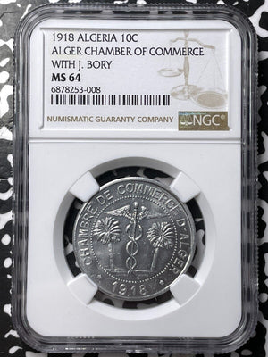 1918 Algeria Chamber Of Commerce 10 Centimes NGC MS64 Lot#G7220 Choice UNC!
