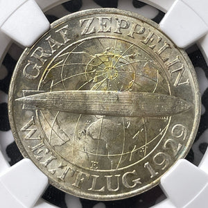 1930-E Germany Graf Zeppelin 3 Mark NGC MS64 Lot#G7244 Silver! Choice UNC!