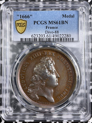 "1666" France Louis XIV Academy Of Sciences Medal PCGS MS61BN Lot#G7146 Divo-88