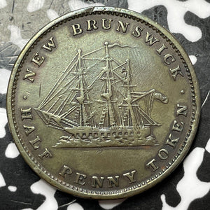 1843 New Brunswick 1/2 Penny Half Penny Lot#D7537