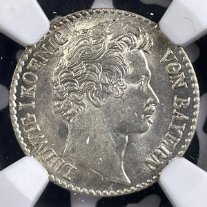 1832 Germany Baden 3 Kreuzer NGC MS64 Lot#G7204 Silver! Choice UNC!