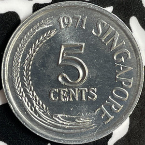 1971 Singapore 5 Cents Lot#D8222 High Grade! Beautiful!