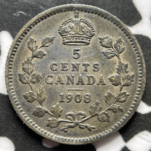 1908 Canada 5 Cents Lot#JM6974 Silver! Nice! Better Date
