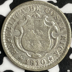 1910 Costa Rica 10 Centimos Lot#D8731 Silver!
