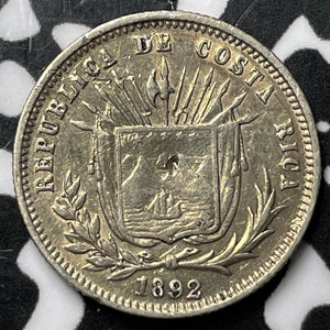 1892 Costa Rica 5 Centavos Lot#D7150 Silver! Nice!