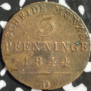 1844-D Germany Prussia 3 Pfennig Lot#D8084 Nice!
