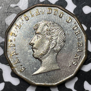 1842 France Duke of Orleans Silvered Brass Jeton Lot#D7425 25mm