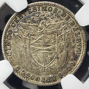 1904 Panama 5 Centesimos NGC AU58 Lot#G7213 Silver!