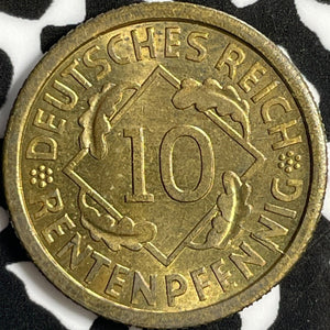 1923-A Germany 10 Rentenpfennig Lot#D8809 High Grade! Beautiful!