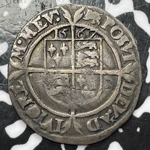 1567 G.B. Elizabeth I 6 Pence Sixpence Lot#JM7011 Silver! Obverse Scratches