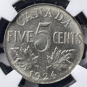 1924 Canada 5 Cents NGC MS61 Lot#G7197 Nice UNC!