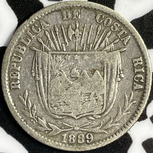 1889 Costa Rica 10 Centavos Lot#D6897 Silver!