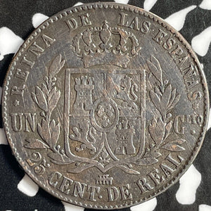 1860 Spain 25 Centimos Lot#D8763