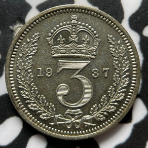 1937 G.B. Maundy 3 Pence Threepence Lot#JM7012 Silver! KM#850, 1,351 Minted!