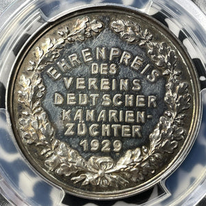 1929 Germany Canary Breeders Association Medal PCGS SP62 Lot#G7173 Silver!