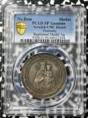 Undated Germany Baptismal Medal PCGS Scratch-UNC Detail Lot#G7156 Silver!