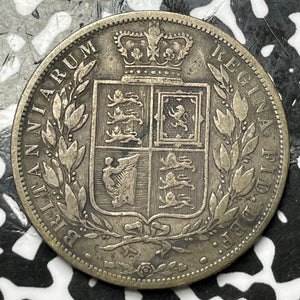 1887 Great Britain 1/2 Crown Half Crown Lot#D7520 Silver! KM#756