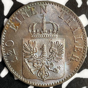 1856-A Germany Prussia 3 Pfennig Lot#D7014 High Grade! Beautiful!