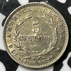 1892 Costa Rica 5 Centavos Lot#D7150 Silver! Nice!