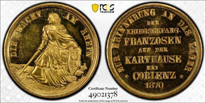 1870 Germany Coblenz Watch On The Rhine Medal PCGS SP64 Lot#G7119 Choice UNC!