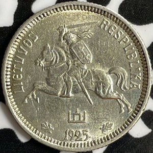 1925 Lithuania 1 Litas Lot#D8792 Silver! High Grade! Beautiful!