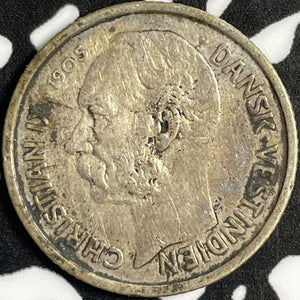 1905 Danish West Indies 10 Cents Lot#D8723 Silver!