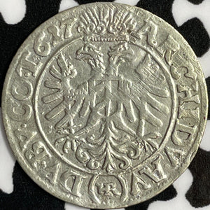 1627 Austria 3 Kreuzer Lot#D8903 Silver!