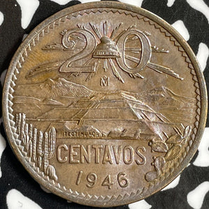 1946 Mexico 20 Centavos Lot#D8840 High Grade! Beautiful!