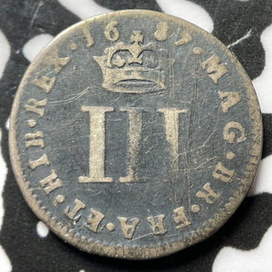 1687 G.B. James II 3 Pence Threepence Lot#JM7006 Silver!