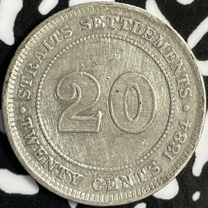 1884 Straits Settlements 20 Cents Lot#D8783 Silver!
