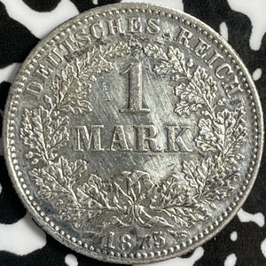 1875-G Germany 1 Mark Lot#D8869 Silver! Beautiful Detail, Old Cleaning
