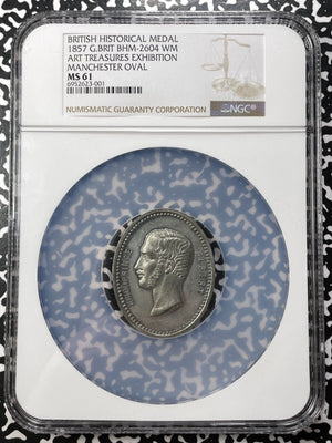 1857 G.B. Manchester Exhibition Of Art Treasures Oval Medal NGC MS61 Lot#GV7139