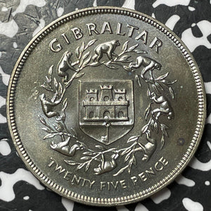 1977 Gibraltar 25 Pence Lot#D7706 High Grade! Beautiful!