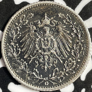 1918-G Germany 1/2 Mark Half Mark Lot#D8764 Silver!