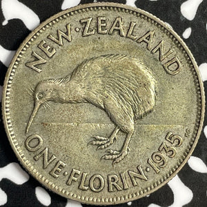 1935 New Zealand 1 Florin Lot#D8720 Silver!